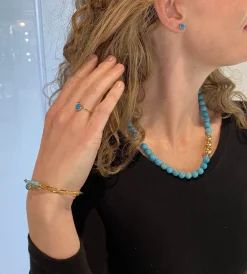 HEIRING ØRERING KOULE FORGYLDT TURKIS - 53-5-65FG