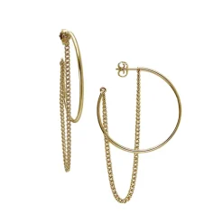 HEIRING ØRERING SØLV FORGYLDT CREOL MED KÆDE - 29-8-41FG