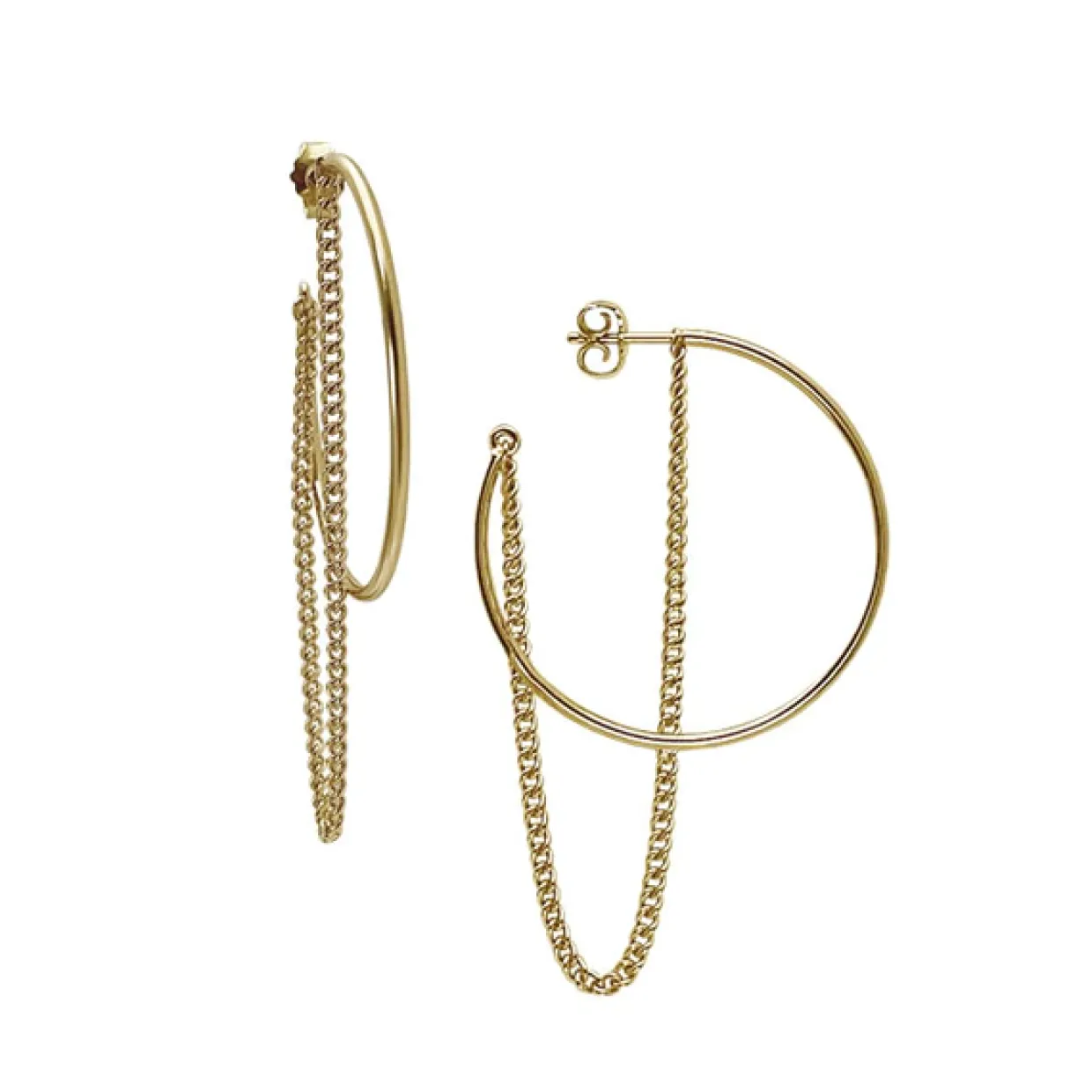 HEIRING ØRERING SØLV FORGYLDT CREOL MED KÆDE - 29-8-41FG