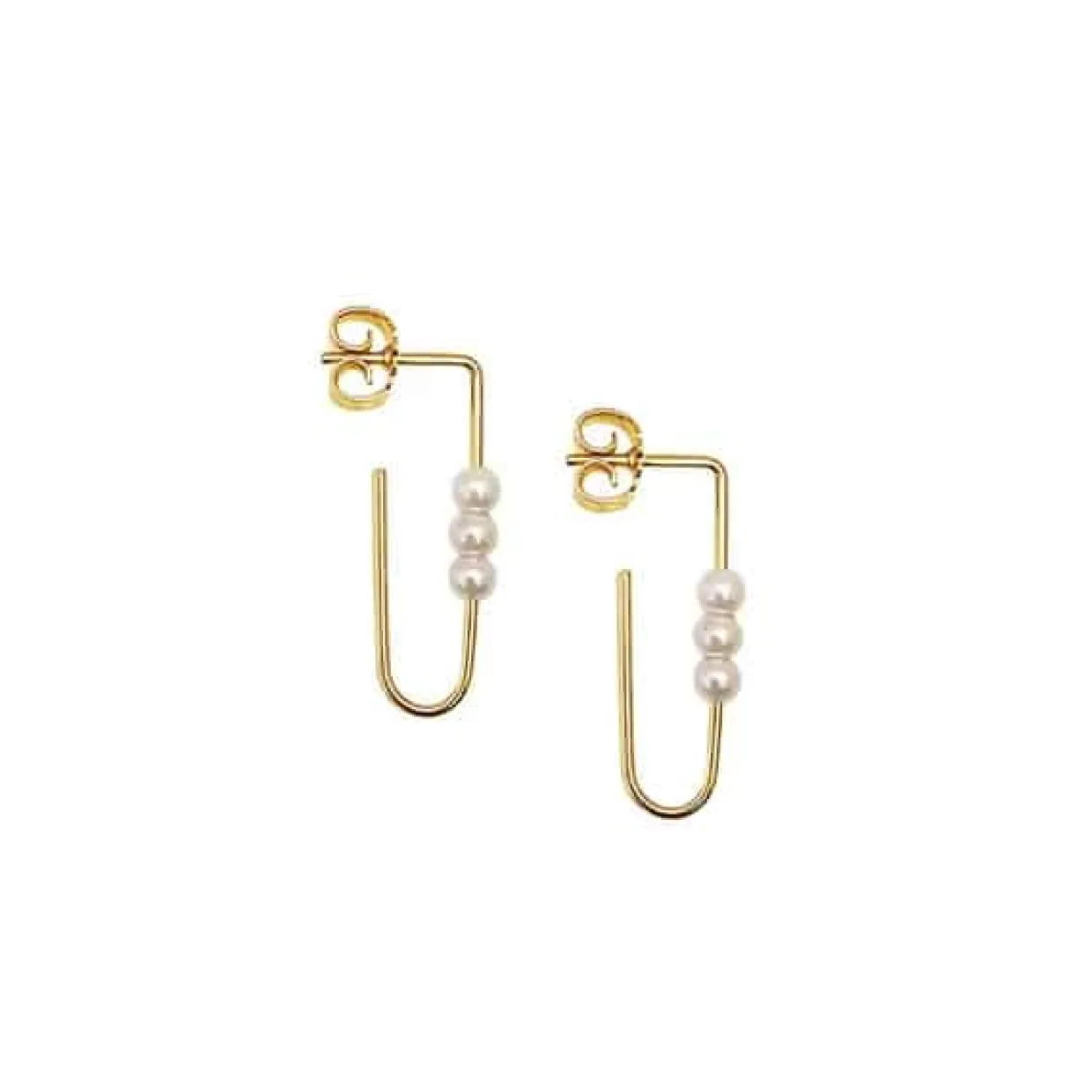 HEIRING ØRERINGE MED 3 PERLER I FORGYLDT SØLV - 29-9-73FG