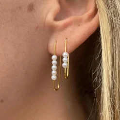 HEIRING ØRERINGE MED 3 PERLER I FORGYLDT SØLV - 29-9-73FG