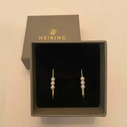 HEIRING ØRERINGE MED 3 PERLER I FORGYLDT SØLV - 29-9-73FG