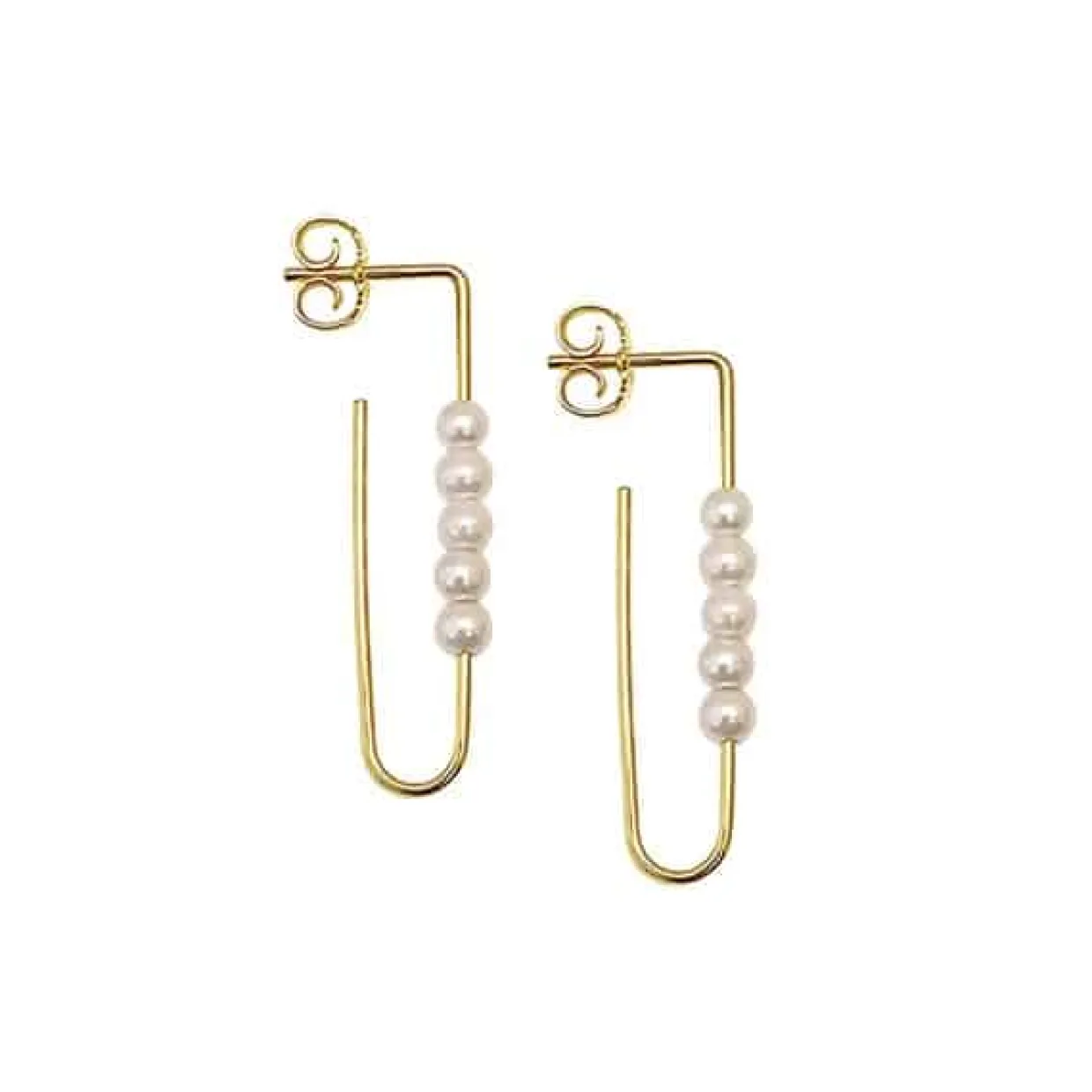 HEIRING ØRERINGE MED 5 PERLER I FORGYLDT SØLV - 29-9-74FG