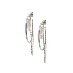 HEIRING ØRERINGE SØLV RHODINERET CREOL MED KÆDE OG FJER - 29-8-48RH