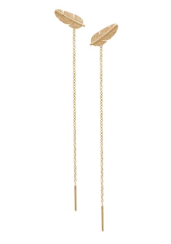 HEIRING ØRESTIK MED KÆDE FJER MINI I FORGYLDT SØLV - 51-5-82KÆ/FG