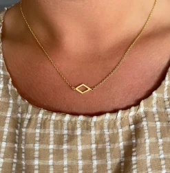 HEIRING RHOMBUS HALSKÆDE SØLV FORGYLDT - 52-8-16FG