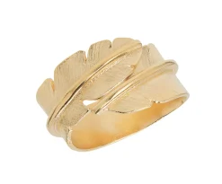 HEIRING RING FJER MELLEM SØLV FORGYLDT - 51-5-96FG