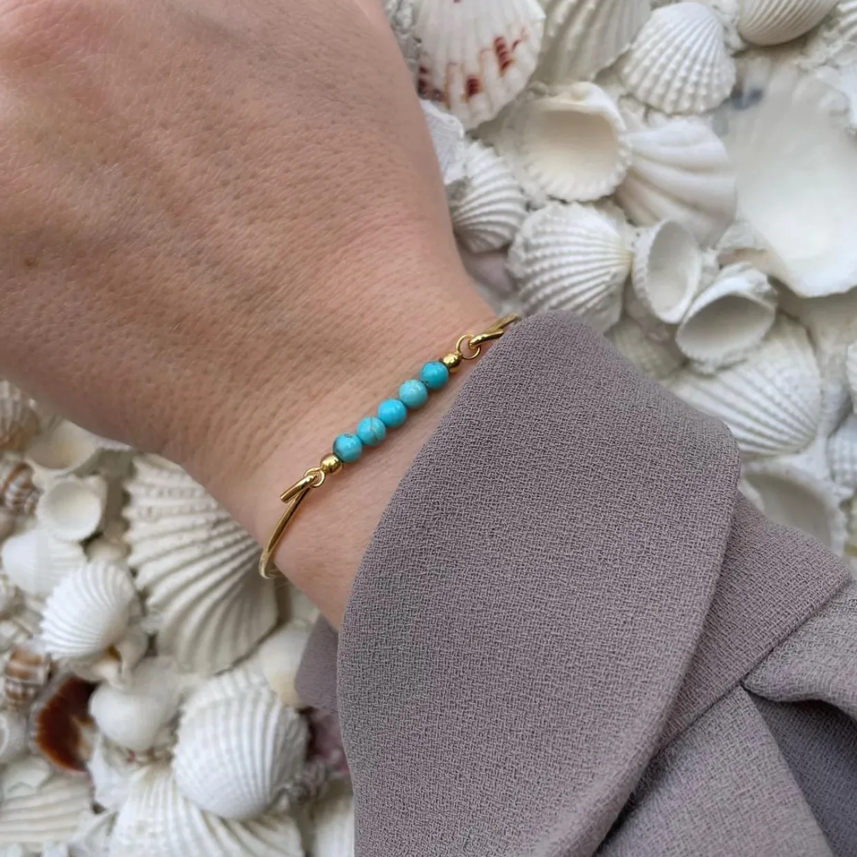 HEIRING TURKIS TOP TIL MULTI ARMBÅND I FORGYLDT SØLV - 53-4-11FG