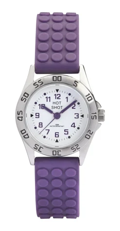 HOT SHOT BØRNE UR STÅL MED LILLA GUMMIREM