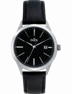 INEX DAME UR TITAN DATO MED SORT LÆDERREM - A12165T5I