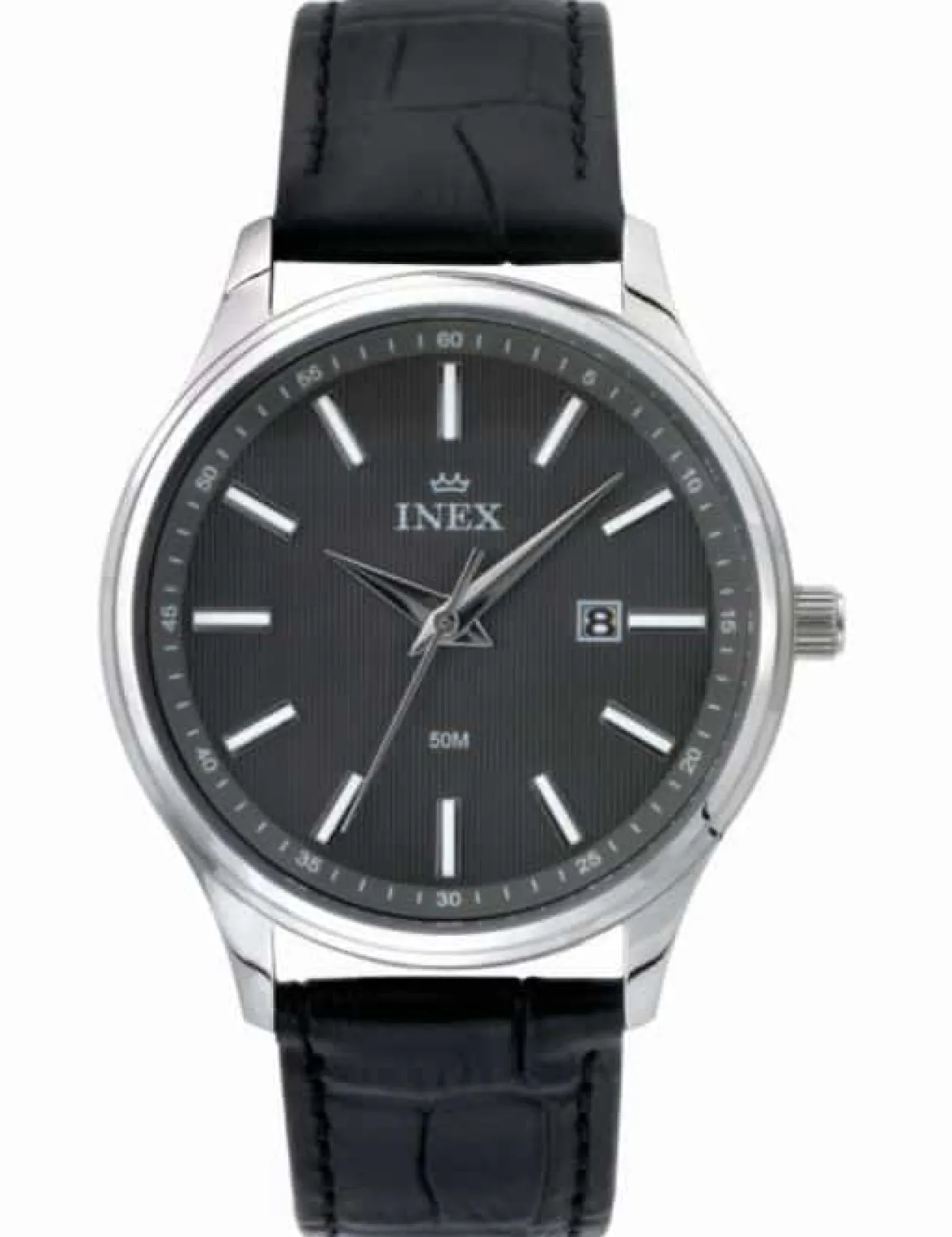 INEX HERRE STÅL DATO SORT REM - A76202S5I