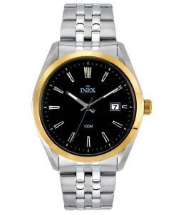 INEX HERRE UR I STÅL BICOLOUR MED LÆNKE OG SORT SKIVE