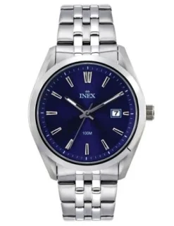INEX HERRE UR STÅL MED BLÅ SKIVE - A12173S8I