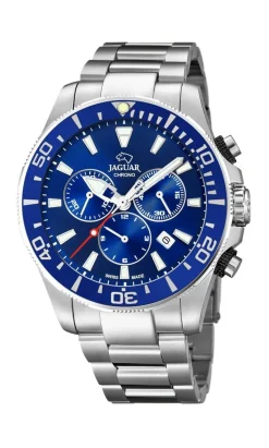 JAGUAR EXECUTIVE CHRONE DIVER STÅL LÆNKE MED BLÅ SKIVE - J861/2