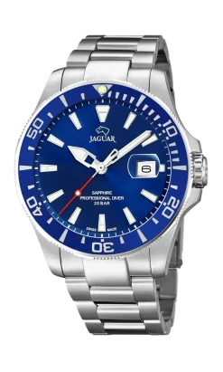 JAGUAR EXECUTIVE DIVER STÅL MED LÆNKE OG BLÅ URSKIVE - J860/C