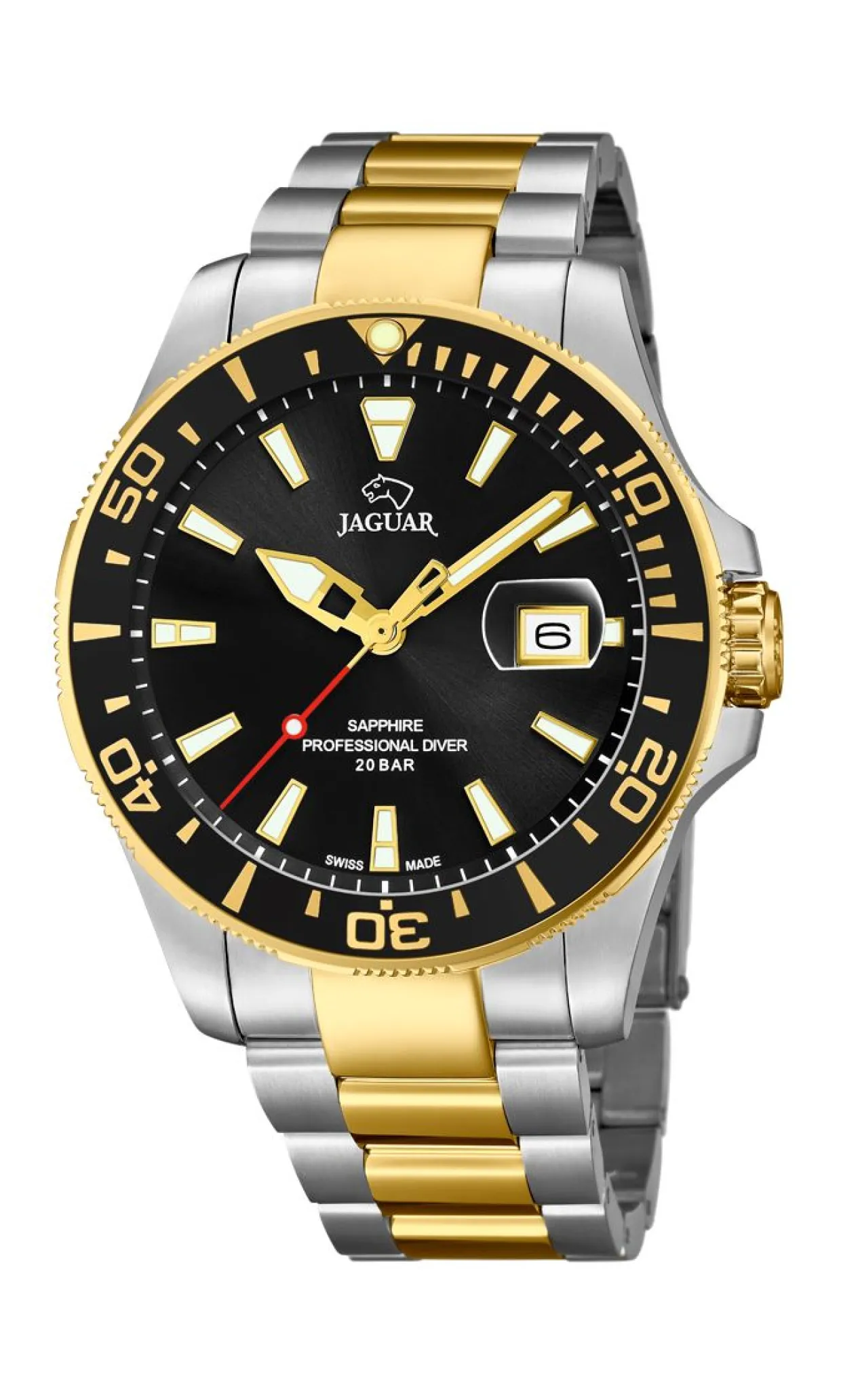 JAGUAR HERRE UR BICOLOR LÆNKE MED SORT SKIVE - J863/D