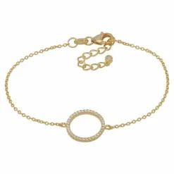 JOANLI NOR ANNANOR ARMBÅND SØLV FORGYLDT 13 MM CIRKEL MED ZIRKONIA - 80450115900