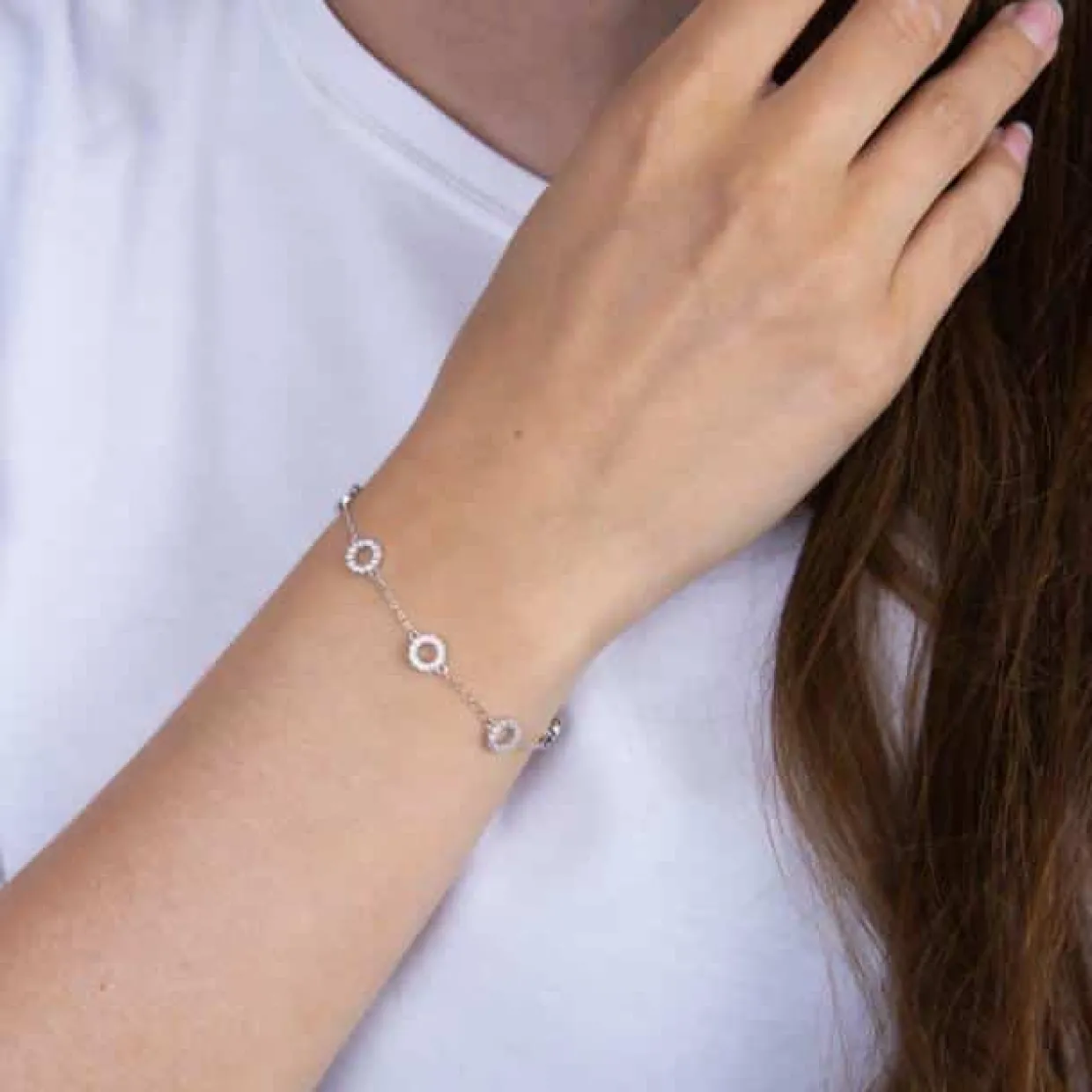 JOANLI NOR ANNANOR ARMBÅND SØLV 7 CIRKLER MED ZIRKONIA - 80450670900