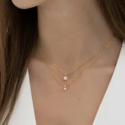 JOANLI NOR HEGENOR HALSKÆDE SØLV FORGYLDT MED ZIRKONIA - 20451715900