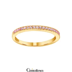 JOANLI NOR HELLENOR RING SØLV FORGYLDT MED LYSERØD STEN - 145 100-3