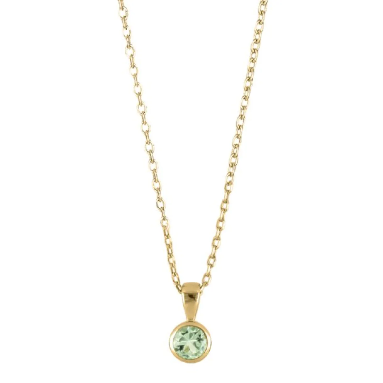 JOANLI NOR HILDANOR HALSKÆDE SØLV FORGYLDT MED LYSEGRØN ZIRKON - 245 178-3