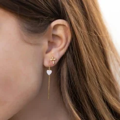 JOANLI NOR HOLLYNOR SØLV FORGYLDTE ØRERINGE MED KORS - 30452805900