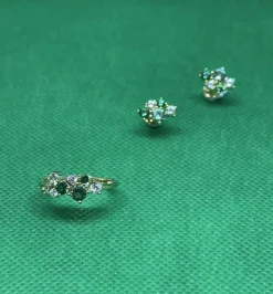 JOANLI NOR ØRERING SØLV FORGYLDT NEDINENOR GRØN - 30454045917