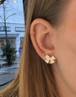 JOANLI NOR ØRERINGE SØLV FORGYLDT SLØJFE MED ZIRKONIA - 30454355900