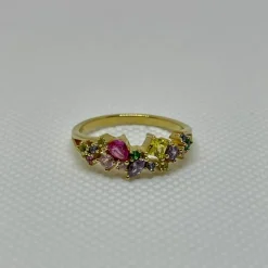 JOANLI NOR RING SØLV FORGYLDT MULTIFARVEDE METTENOR - 104512159