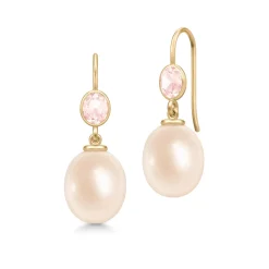 JULIE SANDLAU CALLAS ØREHÆNGER I FORGYLDT SØLV MED ROSA PERLE - HKS564GDROPLRQ