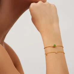 JULIE SANDLAU GRACE ARMBÅND FORGYLDT SØLV MED STEN - BR336GD