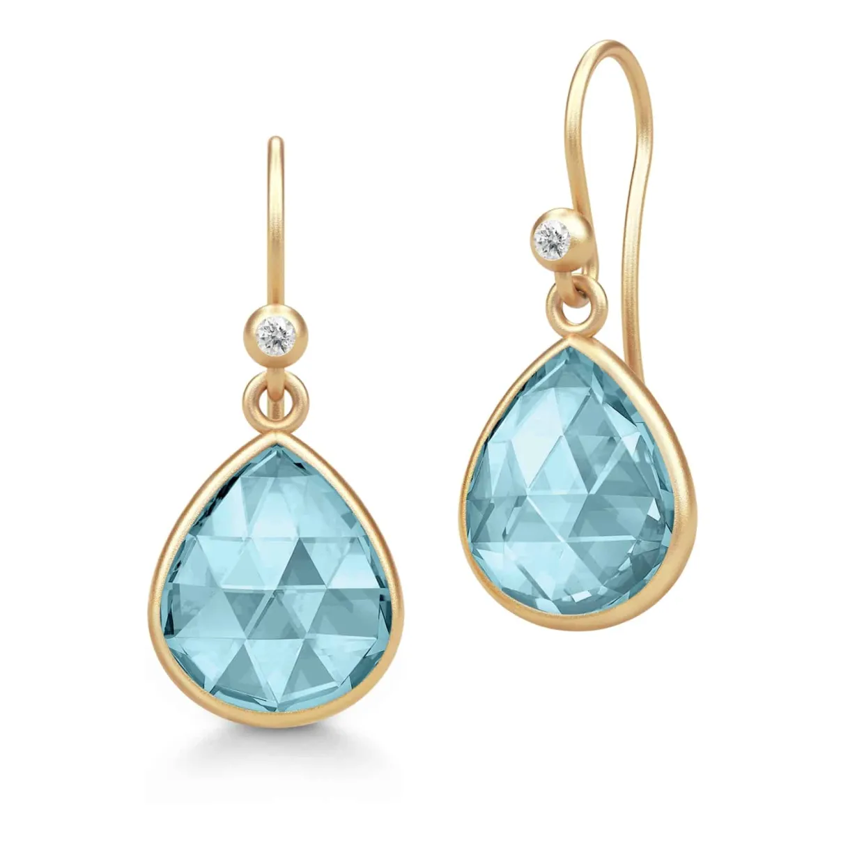 JULIE SANDLAU LEA ØRERINGE FORGYLDT SØLV MED AQUA BLUE KRYSTAL - HKS749GDAQBLUCRCZ