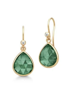 JULIE SANDLAU LEA ØRERINGE FORGYLDT SØLV MED GRØN KRYSTAL - HKS749GDTMCRCZ