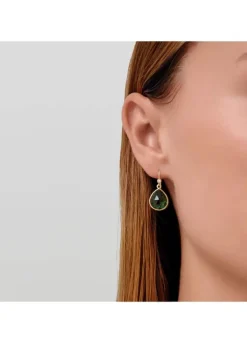JULIE SANDLAU LEA ØRERINGE FORGYLDT SØLV MED GRØN KRYSTAL - HKS749GDTMCRCZ