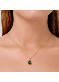 JULIE SANDLAU LEA VEDHÆNG FORGYLDT SØLV MED GRØN TURMALIN - PD367GDTMCR