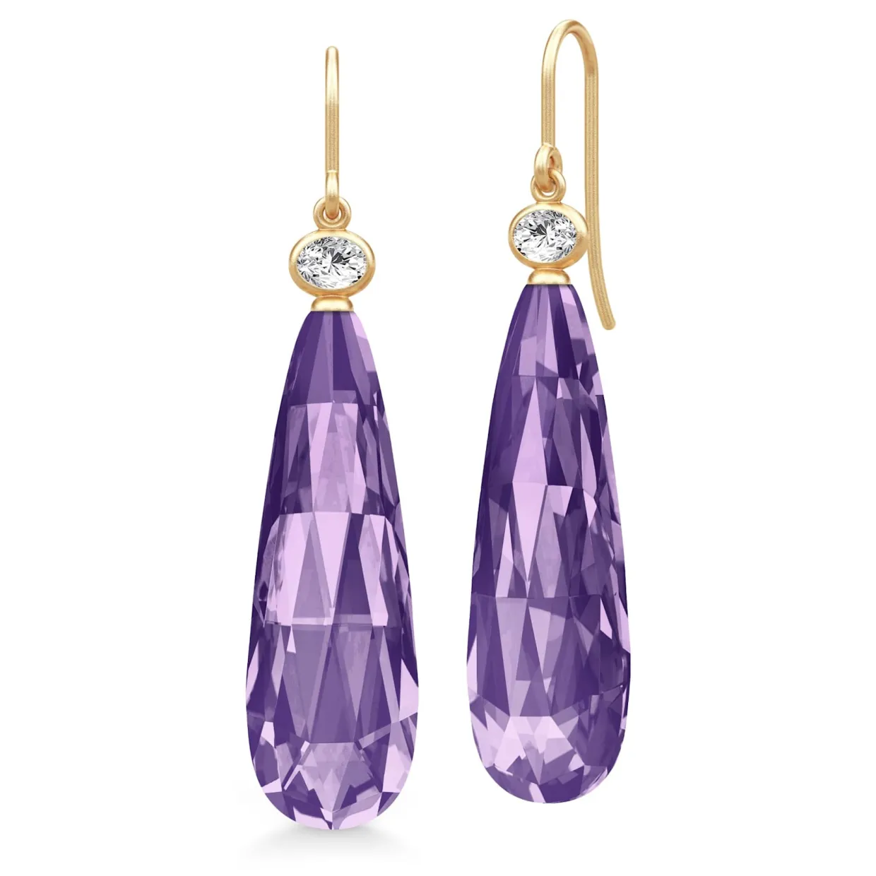 JULIE SANDLAU OFELIA DROP ØRERINGE MED AMETYST FARVET KRYSTAL - HKS809GDATCRCZ