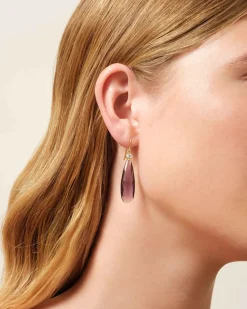 JULIE SANDLAU OFELIA DROP ØRERINGE MED AMETYST FARVET KRYSTAL - HKS809GDATCRCZ