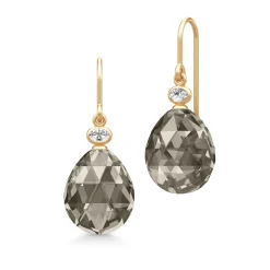 JULIE SANDLAU OFELIA ØRERINGE FORGYLDT SØLV MED SMOKEY KRYSTAL - HKS780GDSMCRCZ