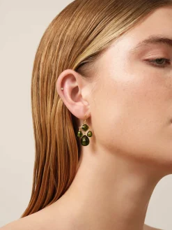 JULIE SANDLAU OLIVIA CHANDELIER ØRERINGE FORGYLDT SØLV MED AMETYST KRYSTAL - HKS777GDATCR