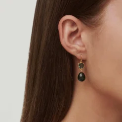 JULIE SANDLAU OLIVIA SØLV FORGYLDT ØREINGE MED OLIVEN GRØN KRYSTAL - HKS728GDOLCR