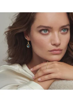 JULIE SANDLAU PALOMA ØRERINGE FORGYLDT SØLV MED GRØN KRYSTAL - HKS631GDOLCRCZ