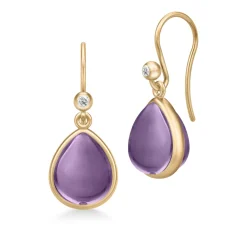 JULIE SANDLAU PALOMA ØRERINGE FORGYLDT SØLV MED AMETYST KRYSTAL – HKS631GDATCRCZ