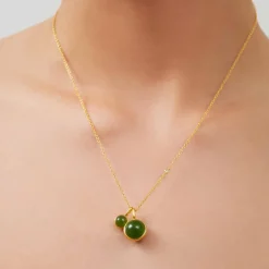 JULIE SANDLAU PRIME MINI VEDHÆNG FORGYLDT SØLV MOSGRØN KRYSTAL - PD374GDMGCR