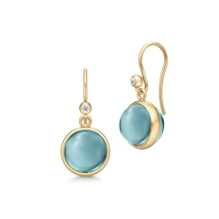 JULIE SANDLAU PRIME ØRERINGE AQUA BLUE QUARTZ 14 KARAT GULD - YG14-HKS772AQBLUQ
