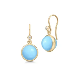 JULIE SANDLAU PRIME ØRERINGE I FORGYLDT SØLV MED TURKIS FARVET KRYSTAL - HKS181GDTQCRCZ