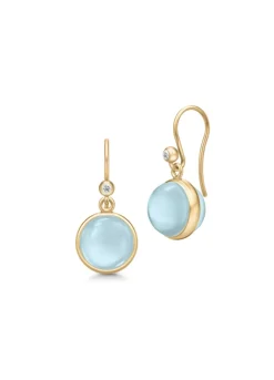JULIE SANDLAU PRIME ØRERINGE FORGYLDT SØLV MED MILKY AQUA KRYSTAL - HKS181GDMLAQCRCZ