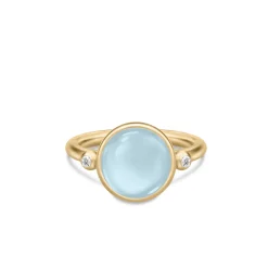 JULIE SANDLAU PRIME RING FORGYLDT SØLV MED MILKY AQUA KRYSTAL – RI248GDMLAQCRCZ