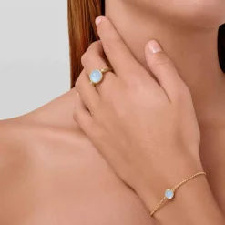 JULIE SANDLAU PRIME RING SØLV FORGYLDT MILKY ROSE - RI248GDMLROCRCZ