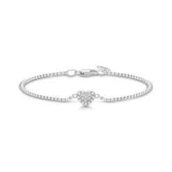 JULIE SANDLAU PURE HEART ARMBÅND SØLV MED ZIRKONIA - BR245RH