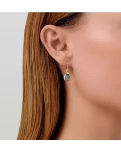 JULIE SANDLAU ØRERINGE FORGYLDT SØLV MED AQUA BLUE KRYSTAL - HKS750GDAQBLUCRCZ